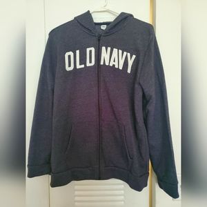 Charcoal colored Old Navy (in white letters) zip up hoodies. Sz. XXL (18)